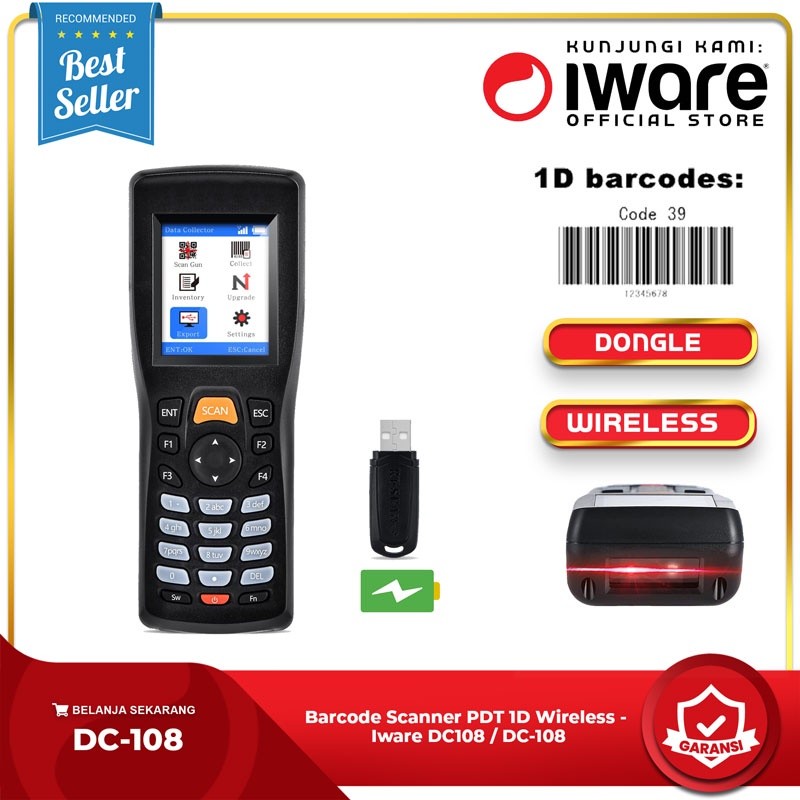  Iware Barcode Scanner PDT 1D Wireless  DC-108