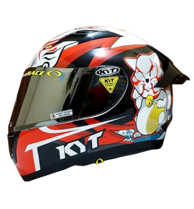 KYT Helm R10 Kabuki Cat White/Red 1