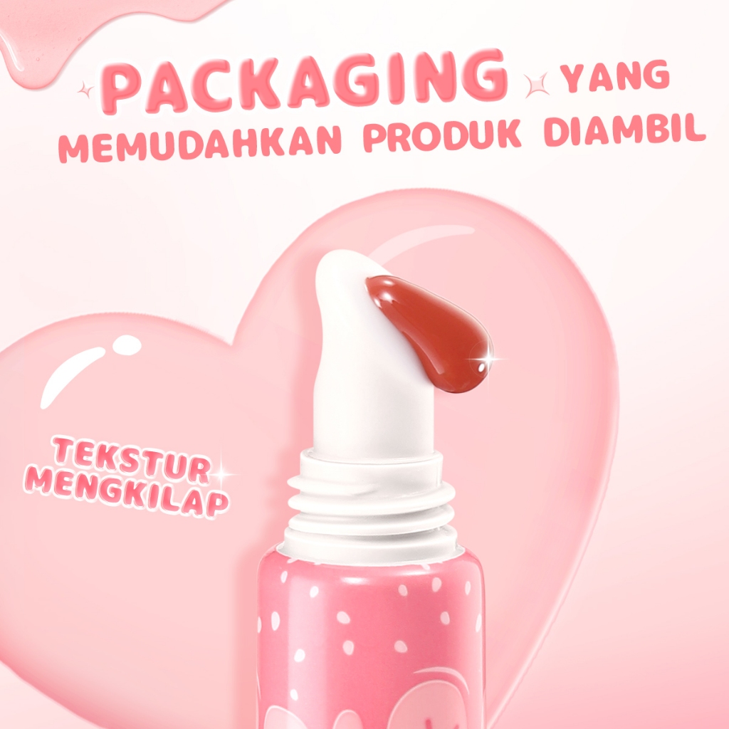 FCL Internasional Indonesia PINKFLASH Watery Glow Hydrating Lip Gloss BB02 Wine-Stained Cherry