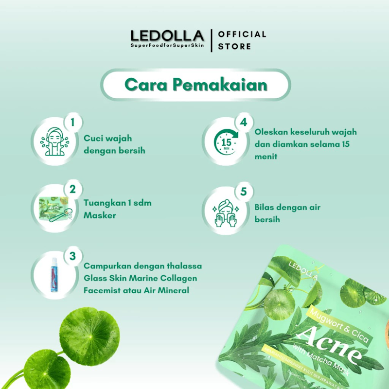 LEDOLLA Mugwort & Cica Acne With Matcha Mask 3