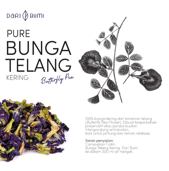 Dari Bumi Nusantara Dari Bumi Pure Bunga Telang Kering Butterfly Pea 