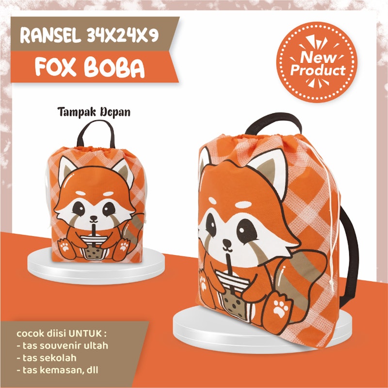 Tas Goodie Bag Model Ransel Serut Motif Animal 3