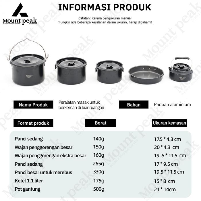 Mount Peak Camping Cookware Set 5