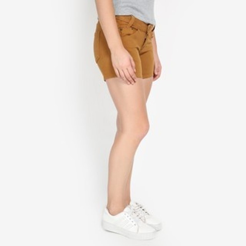 Basic Color Short Pants Denim Brown 2