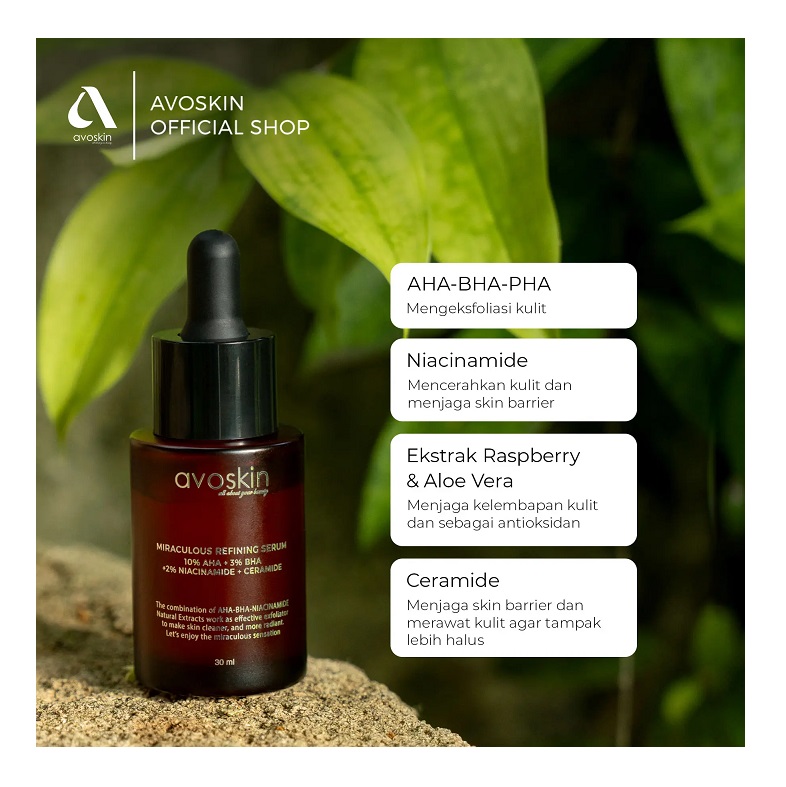 AVO Innovation Technology Avoskin Miraculous Refining Serum 10% AHA + 3 BHA + 2% Niacinamide + Ceramide