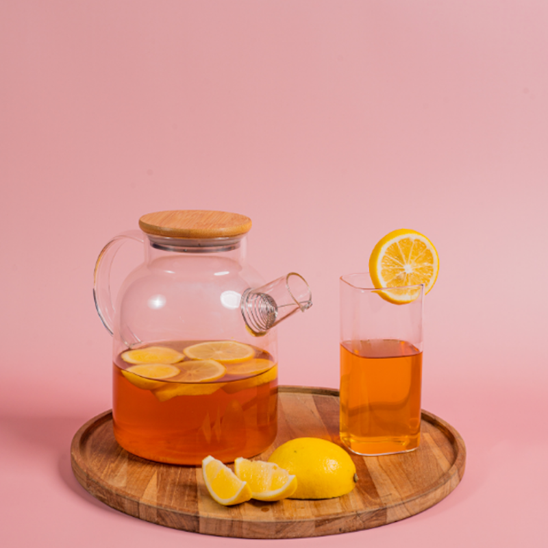 Okinawa Borosilicate Teapot with wooden lid 2