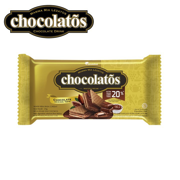 Garudafood Putra Putri Jaya Chocolatos Wafer Cream Original