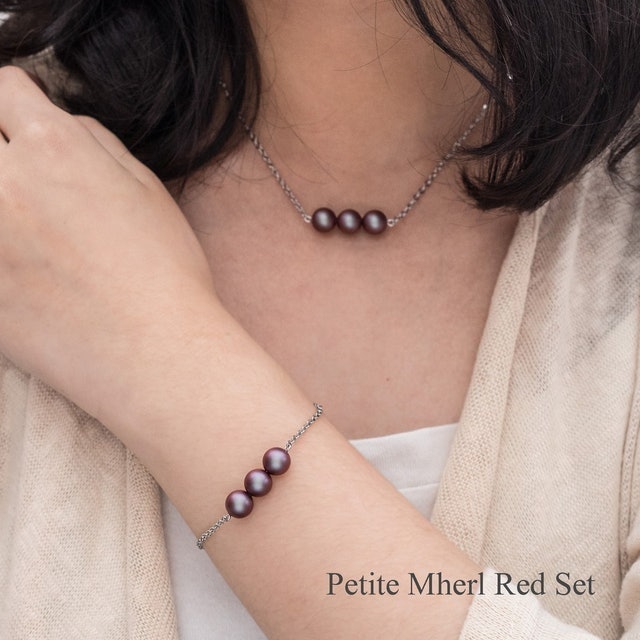 AR Hestia Petite Mherl Set Kalung Gelang Mutiara Swarovski