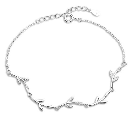Dear Me Leaf Bracelet 925 Sterling Silver Zirconium Crystals 1