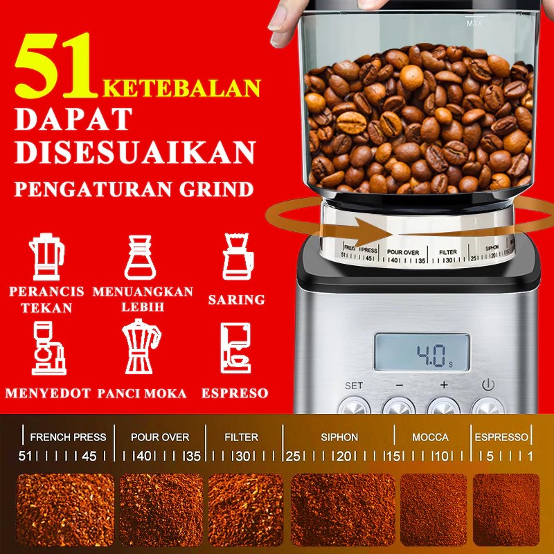 Lahome Electric Conical Burr Coffee Grinder 4