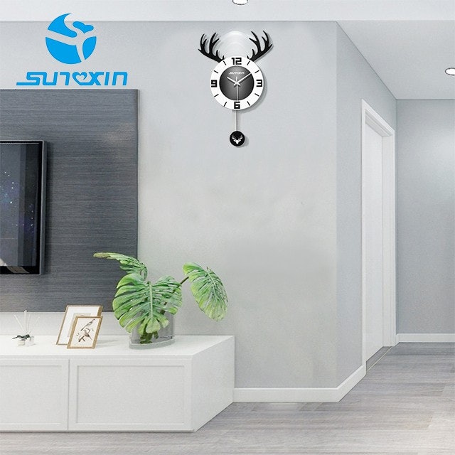 Sunxin Jam Dinding Kepribadian Kreatif Kepala Rusa Nordic 9104