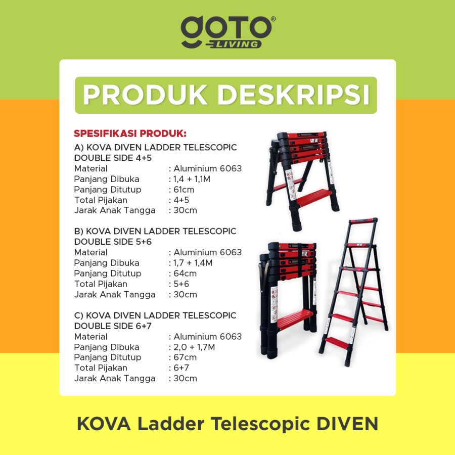 Pilar Niaga Makmur Goto® Living Kova Ladder Telescopic Diven 6+7