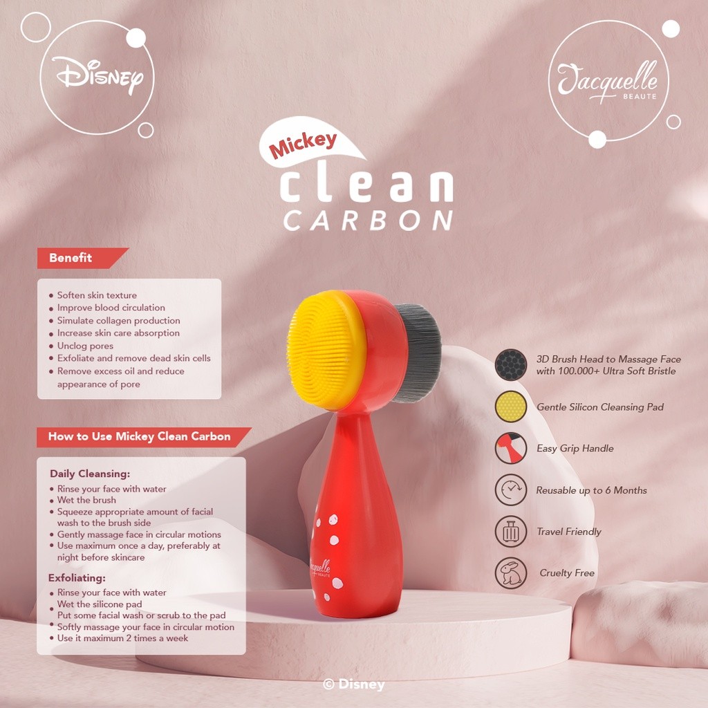Jelita Anugerah Indonesia Jacquelle Beaute Clean Carbon Facial Brush Mickey Mouse Edition