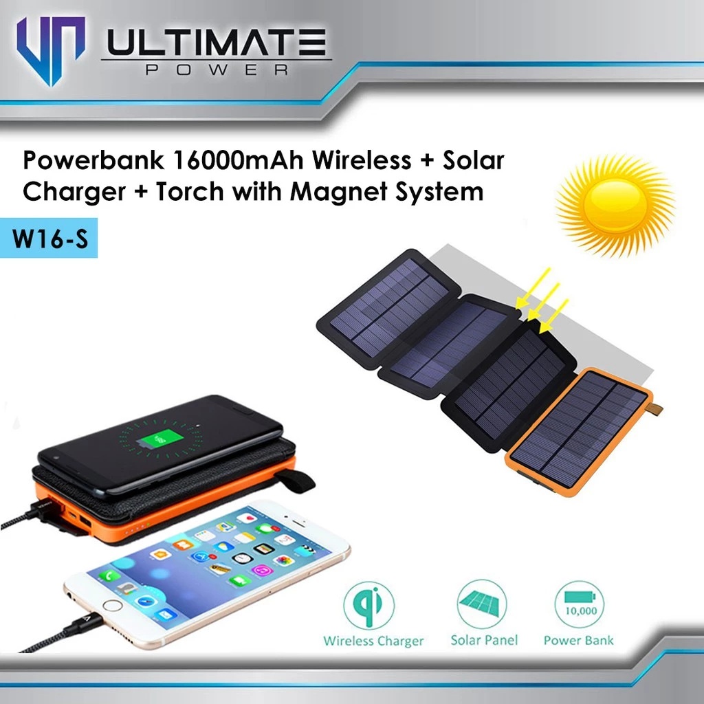 Ultimate Power Ultimate Powerbank Wireless Solar Charger W16-S