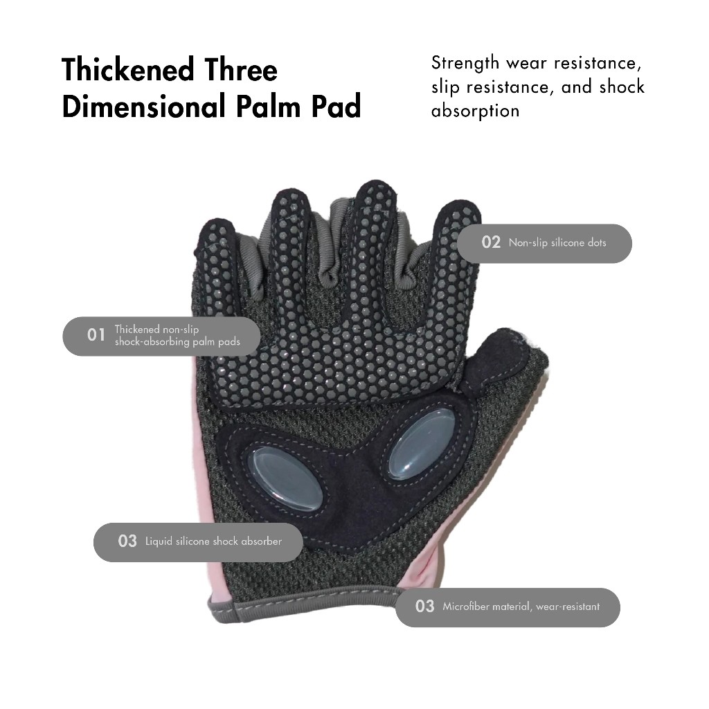 Happyfit Indonesia HappyFit Fitness Gloves with Palm Pad and Anti Silicone Dots