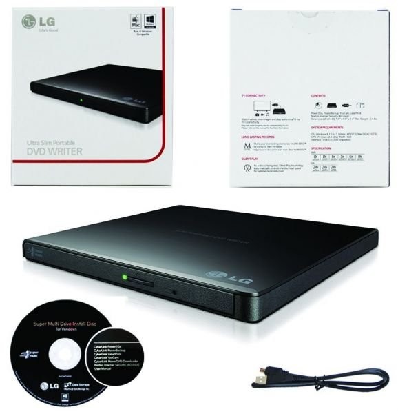LG Ultra-Slim Portable DVD Burner & Drive with M-DISC™ Support GP65NB60