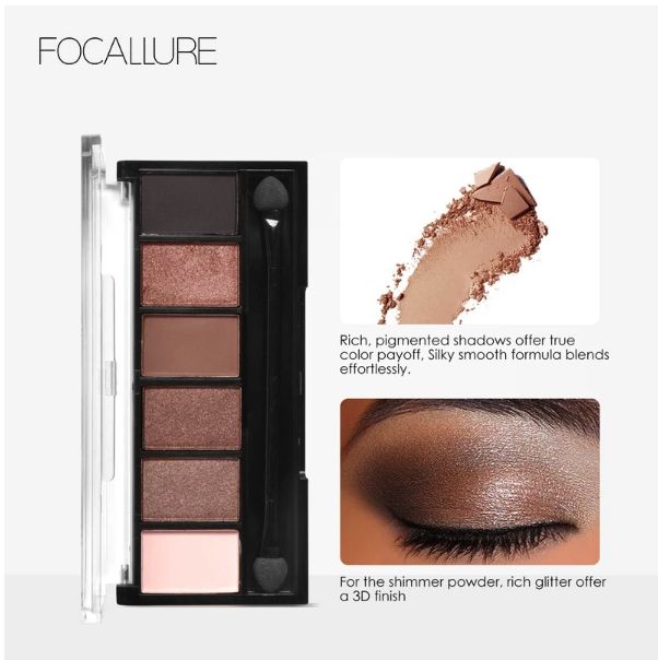 FCL Internasional Indonesia FOCALLURE 6 Colors Smokey Eyeshadow #03 [FA06-03]