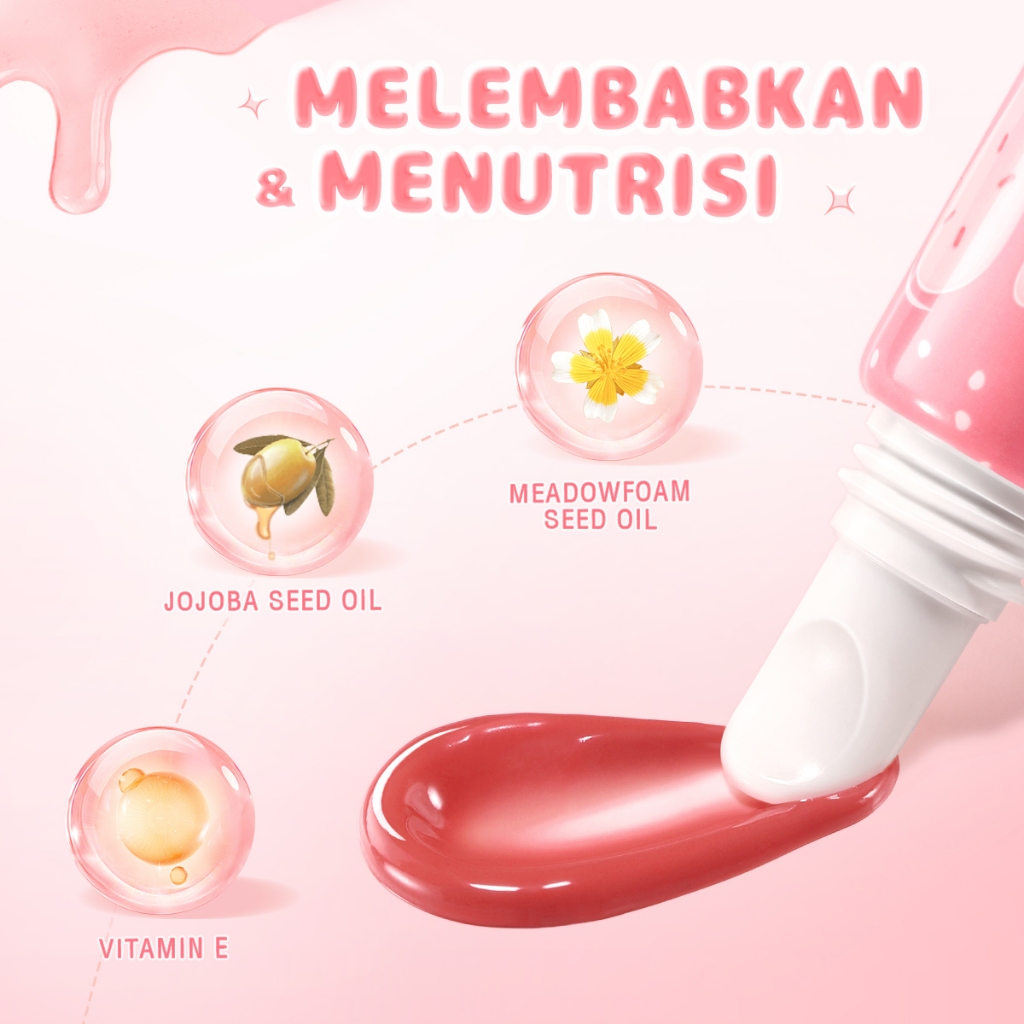FCL Internasional Indonesia PINKFLASH Watery Glow Hydrating Lip Gloss BB02 Wine-Stained Cherry
