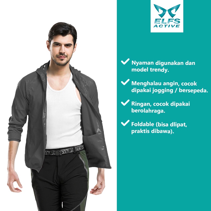 Elfs Active Jaket Pria Lipat Parasut Water Resistant Simple