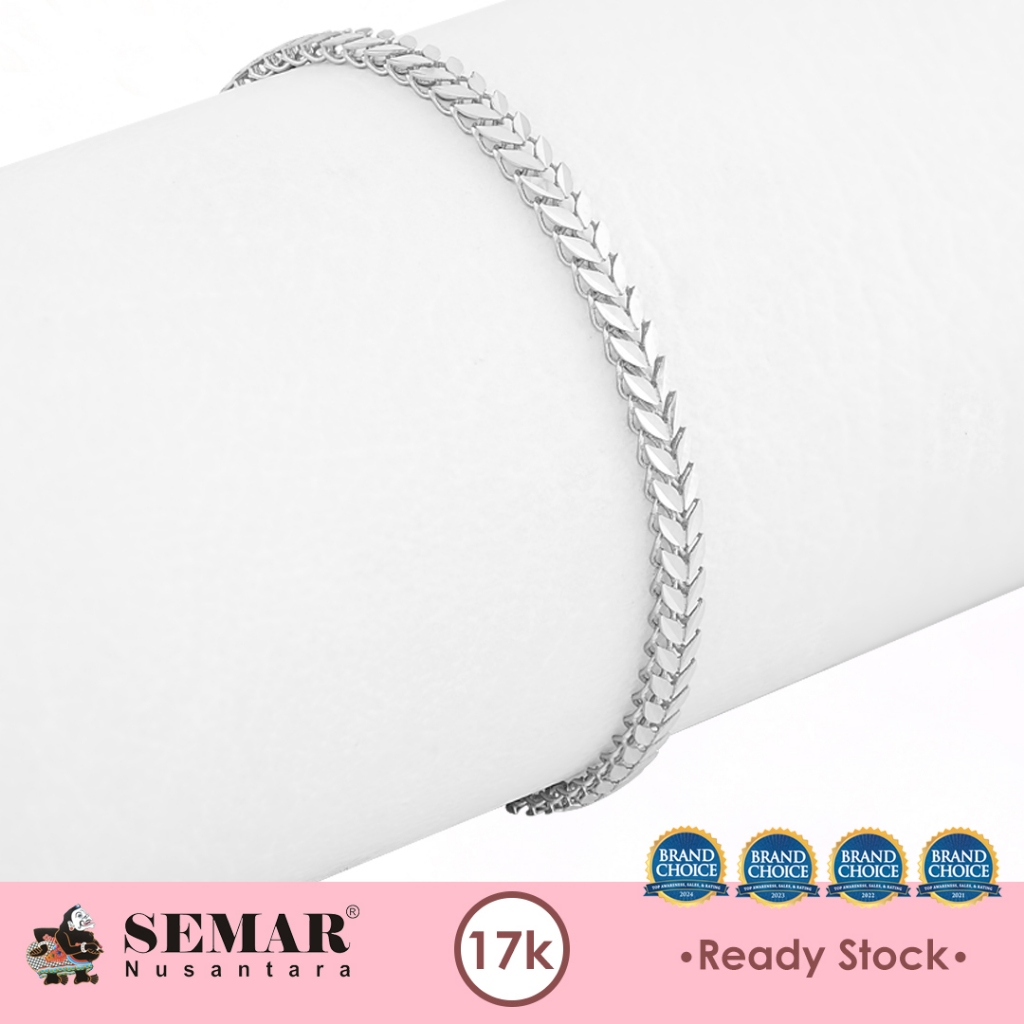 Willow Leaf Bracelet White Gold 17K 