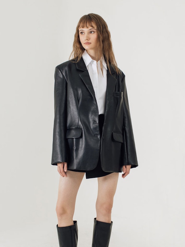 Bi Leather Oversized Blazer 4