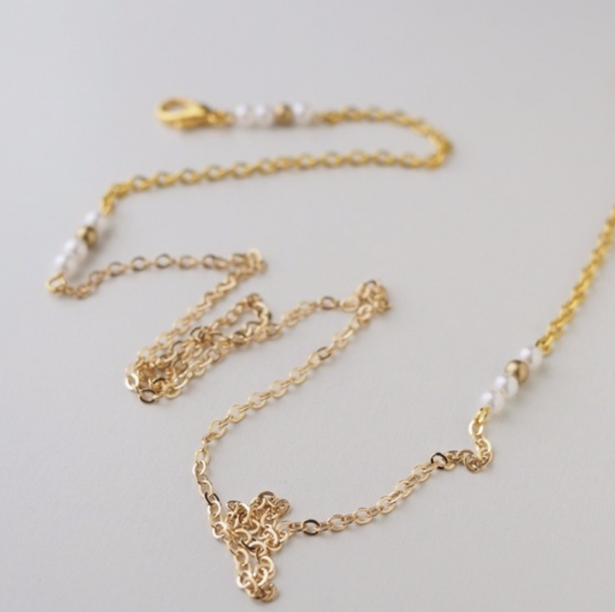 Missbigjillacc White Beads Hijab Strap Mask Set with Connector