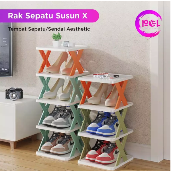 Gerbang Makmur Plastik POL Living Rak Sepatu X Plastik 2-8 Susun