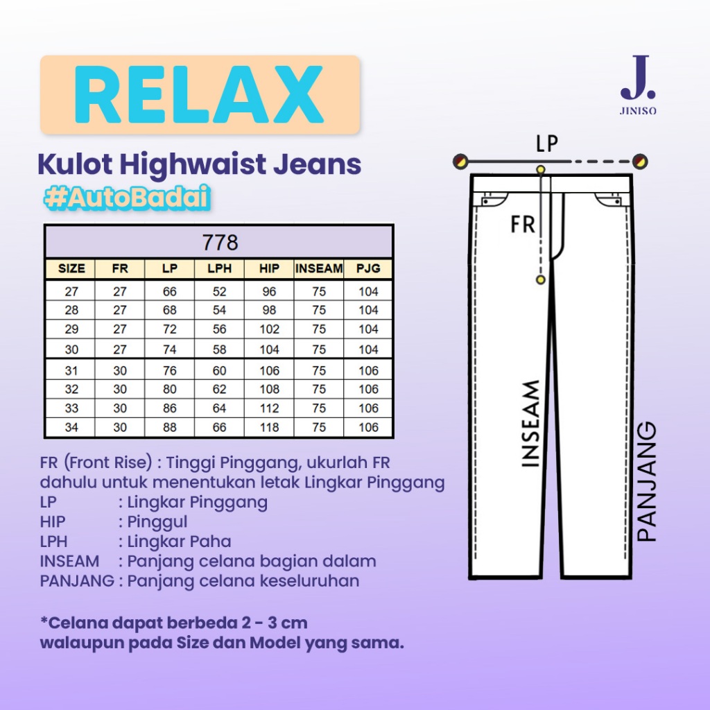  Jiniso RELAX Kulot Highwaist Jeans 778