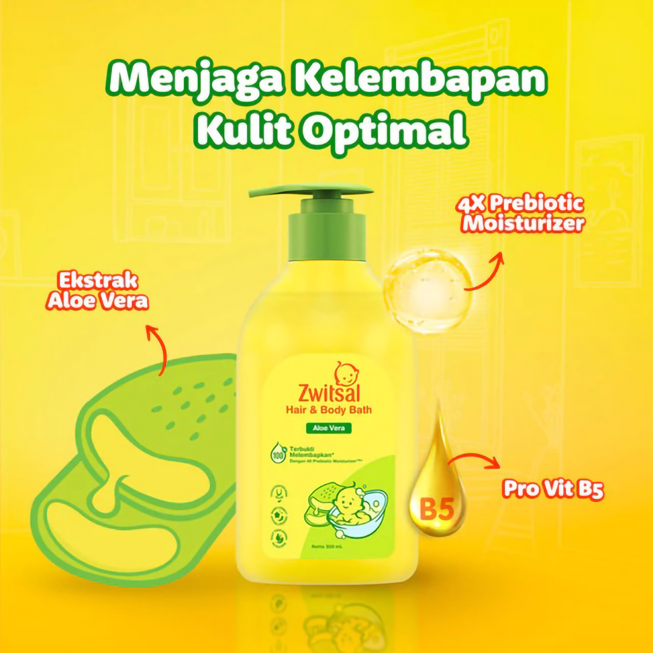 Unilever Indonesia Zwitsal Zwitsal Hair & Body Bath Aloe Vera