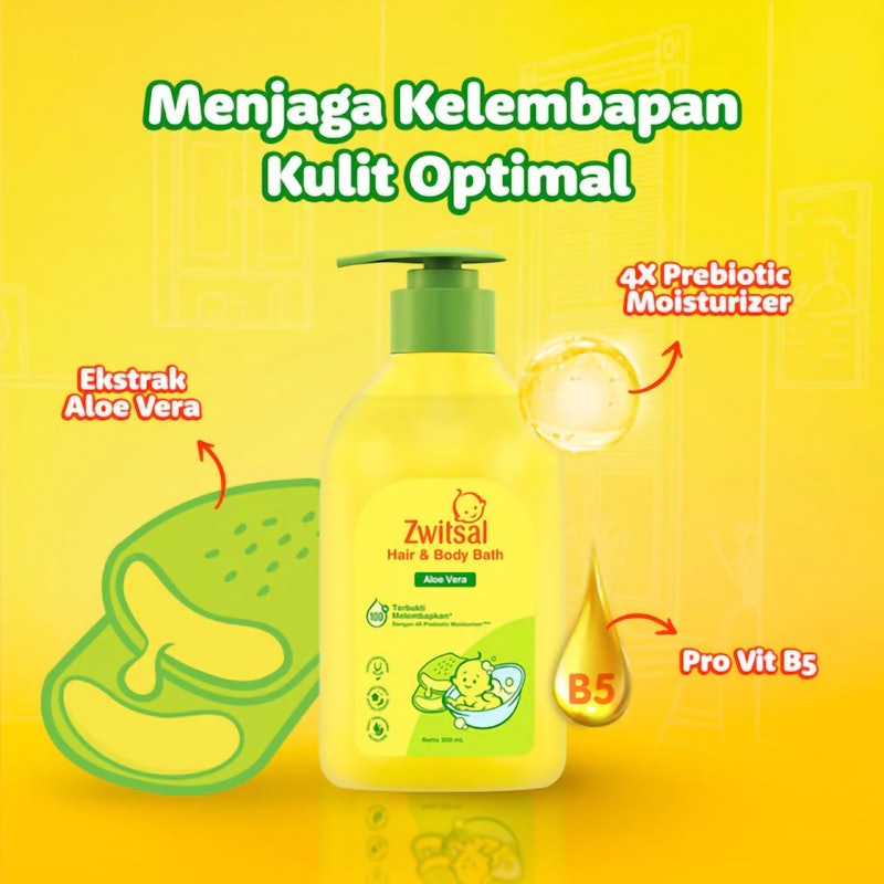 Zwitsal Hair & Body Bath Aloe Vera 2