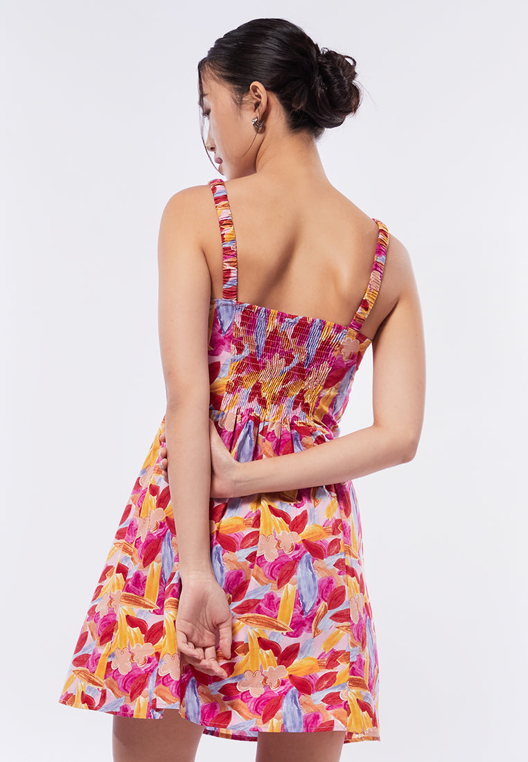 COLORBOX Printed Flare Mini Dress
