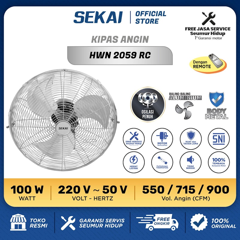 Sekai Kipas Angin Dinding Tornado 5