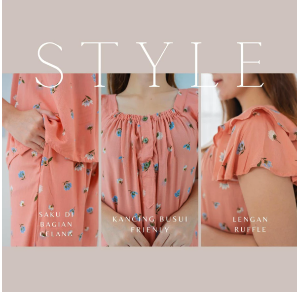  AdeminCo Loly Setelan Piyama Wanita Kancing Rayon Reactive