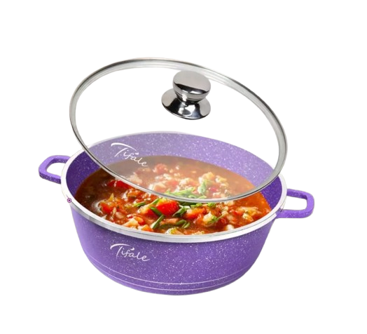 Tifale Granite DieCast Aluminium Non Stick Casserole Pot 24 cm