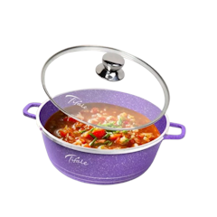 Tifale Granite DieCast Aluminium Non Stick Casserole Pot 24 cm