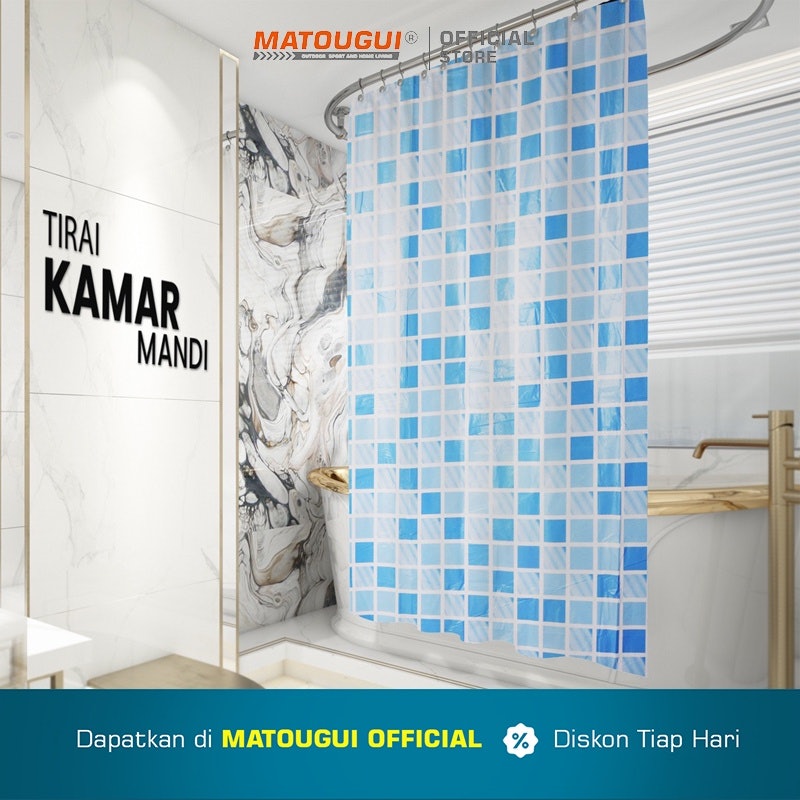 Shower Curtain Ukuran Motif Kotak-Kotak 2