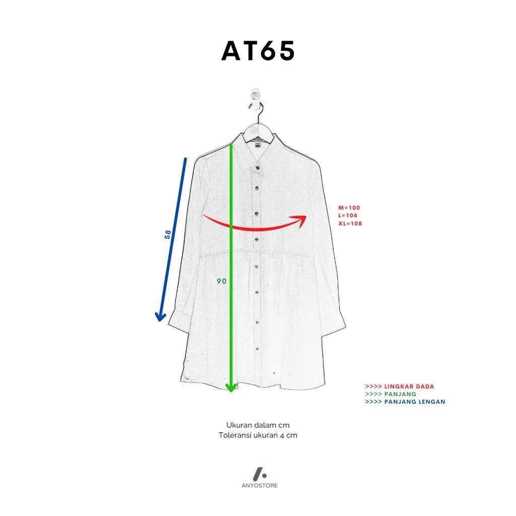  Anyostore AT65 Tartan Kemeja Tunik Flannel