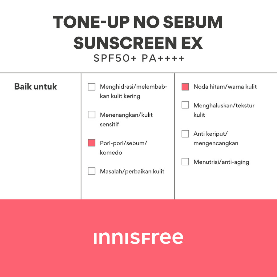 AmorePacific Innisfree Tone Up No Sebum Sunscreen EX SPF50+ PA++++