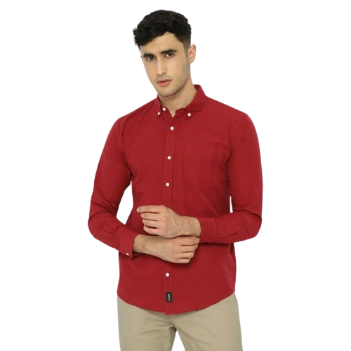 Kemeja Lengan Panjang True Basic Pocket Maroon