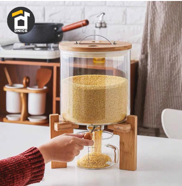  Dispenser Beras dari Bahan Kaca 5 Kg