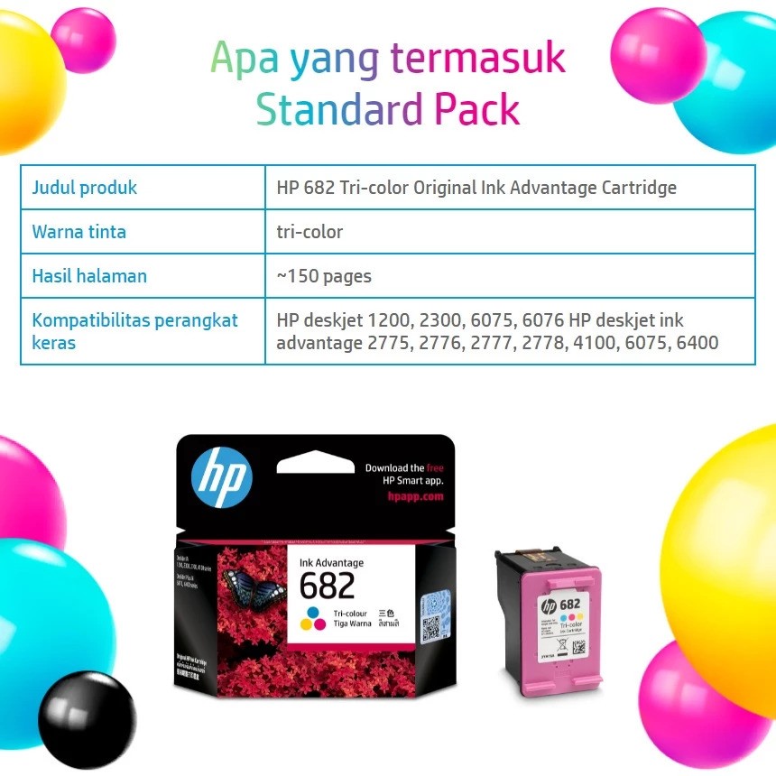 HP HP 682 Tri-color Original Ink 3YM76AA