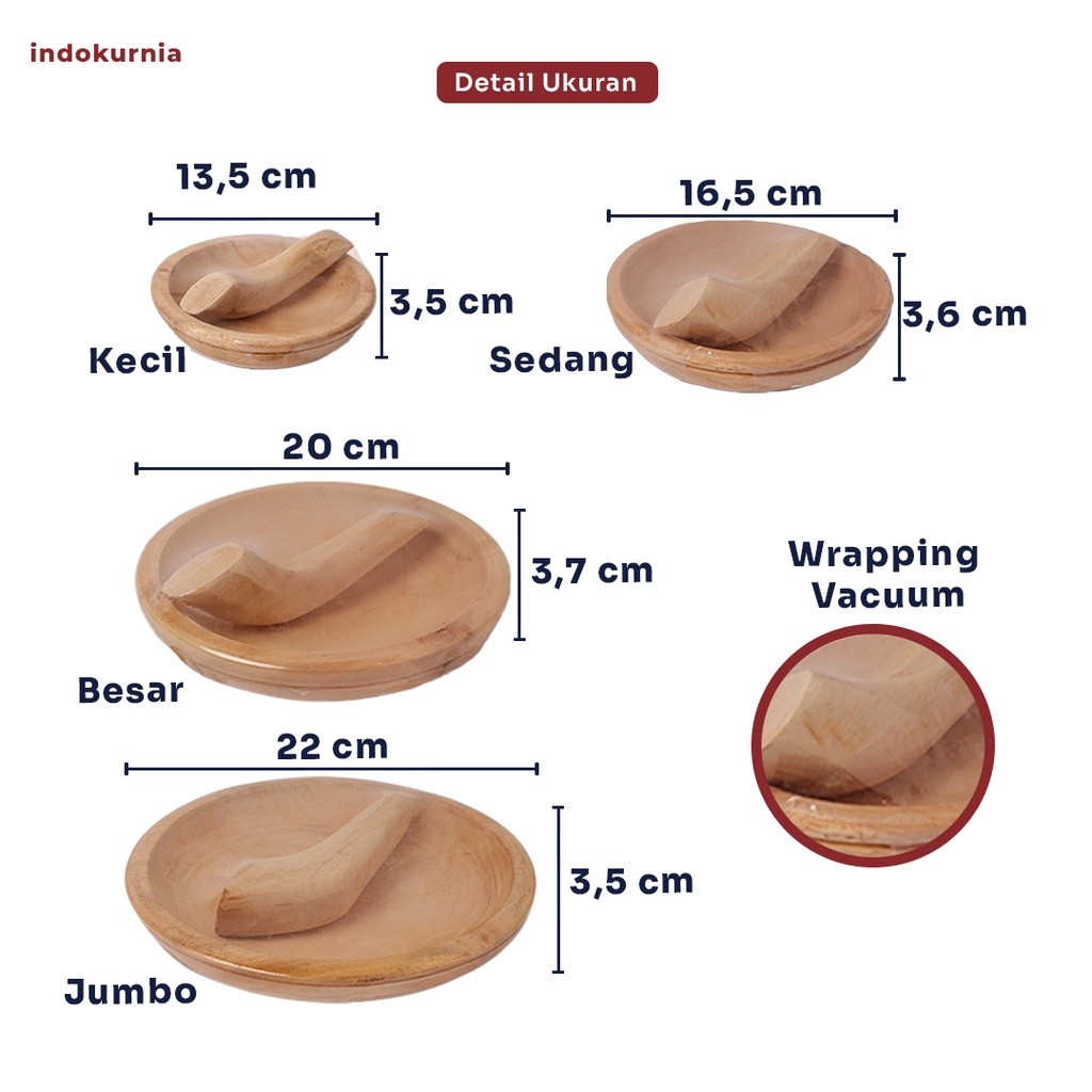 Indokurnia Maju Perkasa Indokurnia Cobek Kayu Kecil Premium