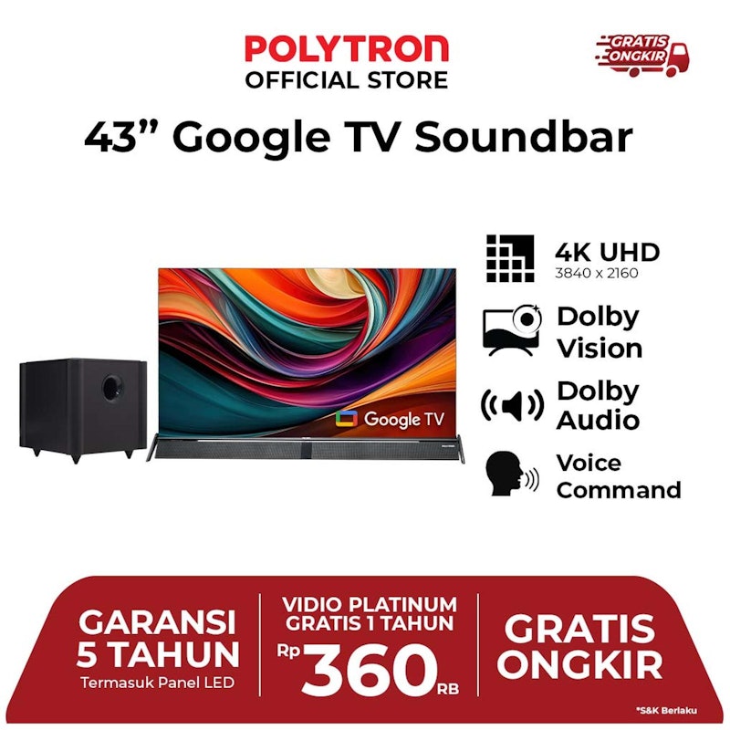 4K UHD Smart Google TV 43 Inch 5