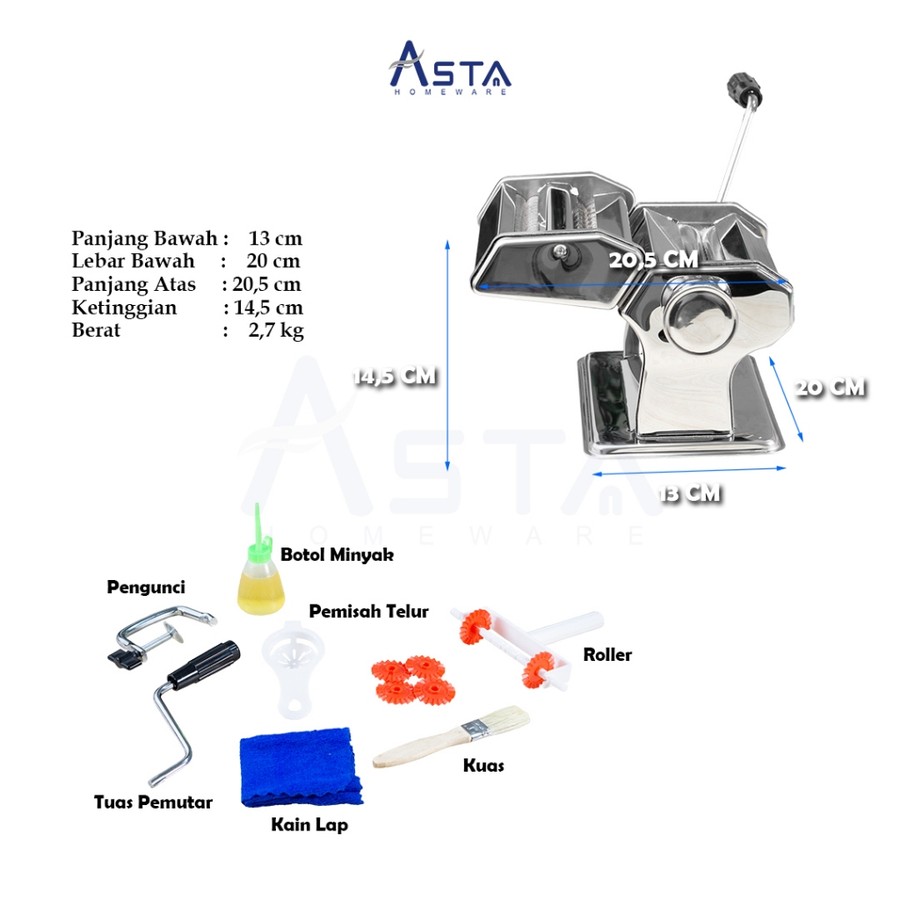 Asta Homeware Gilingan Mie Pasta Maker Ampia ASPM-115AM