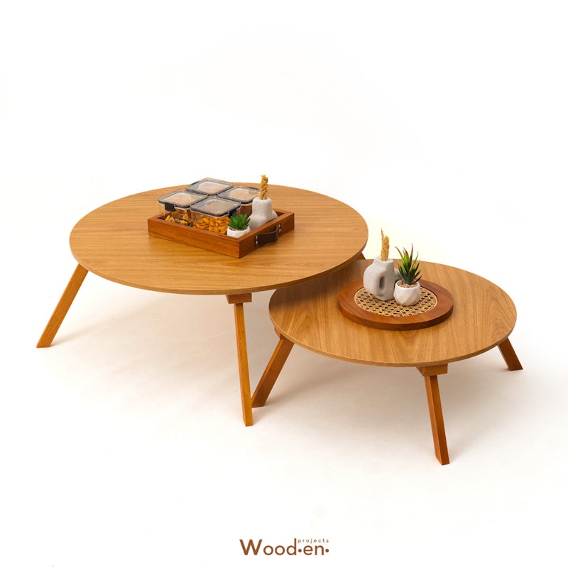 Wooden Projects Meja Lipat Bulat Lesehan 3