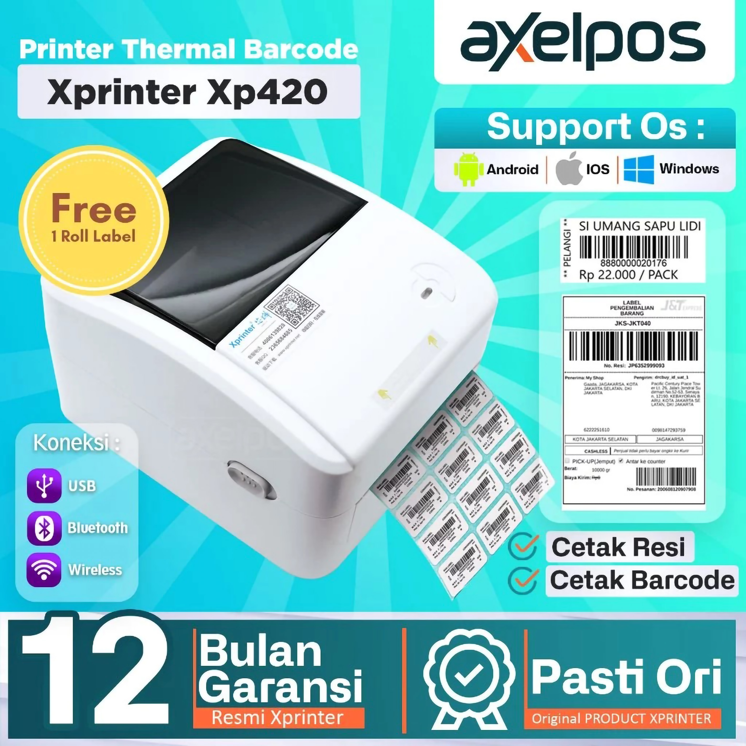  Axelpos Printer Barcode Thermal Label XP-420B