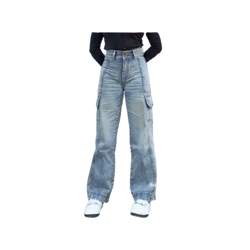 JINISO Highwaist Cargo Loose Jeans HANDS UP  ｜ 405 