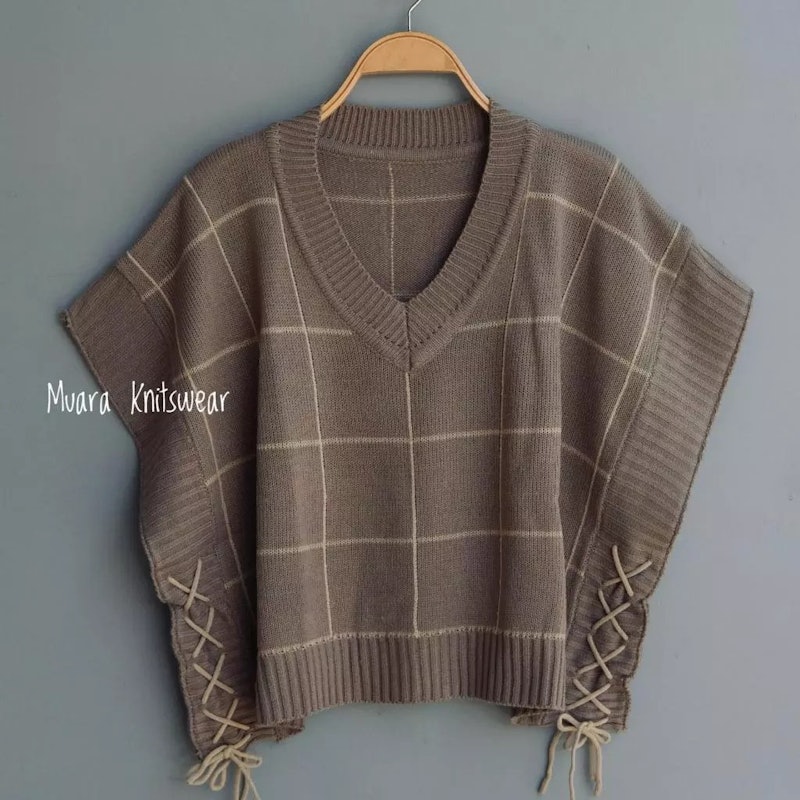 Muara Knitswear Zulaika Rompi Rajut Motif Kotak-Kotak 3