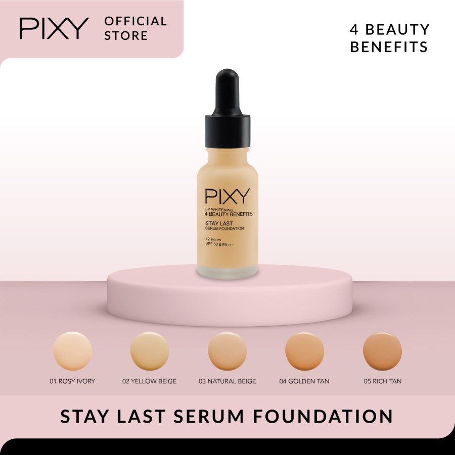 Mandom Indonesia PIXY UVW Stay Last Serum Foundation 03 Natural Beige