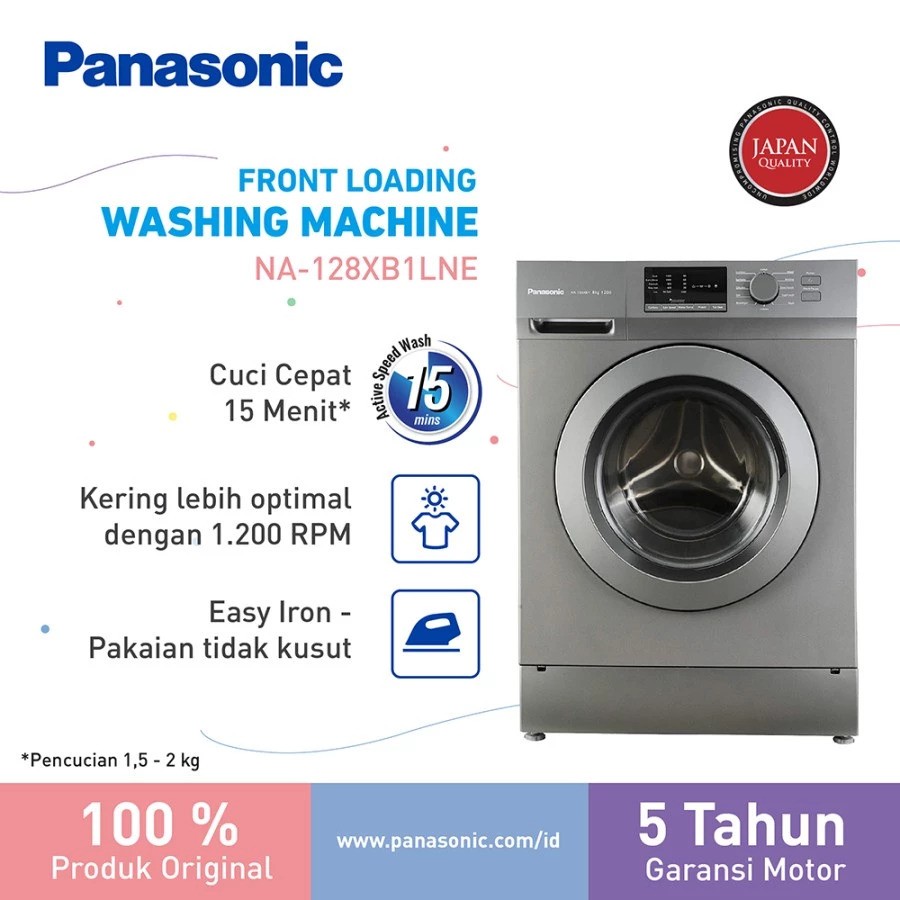 Panasonic Mesin Cuci Front Loading NA-128XB1WNE/LNE